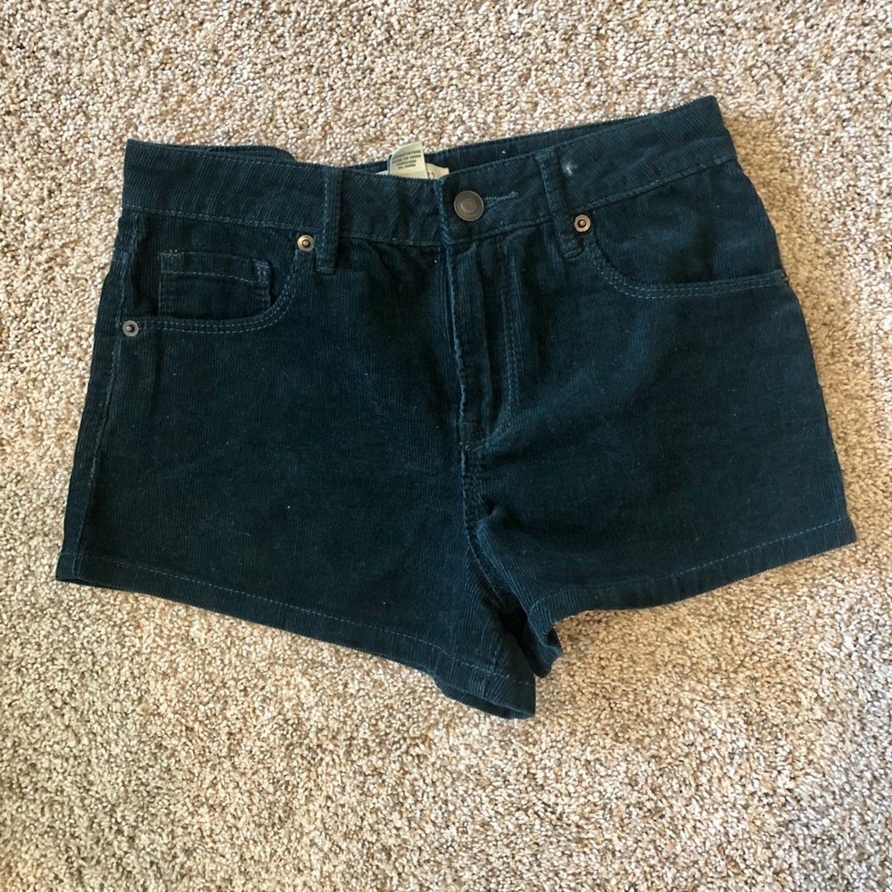 Green corduroy shorts